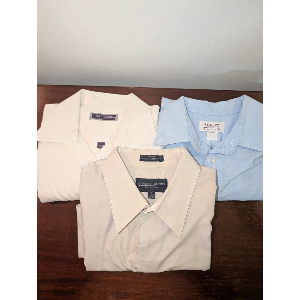 Mens Dress Shirt Lot of 3 Roberto Villini Arrow Giorgio Brutini Size 17 34-35 XL